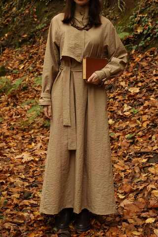 Yarım Rüzgarlıklı Paraşüt Elbise Camel - 6