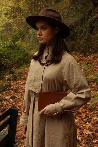 Yarım Rüzgarlıklı Paraşüt Elbise Camel - 1