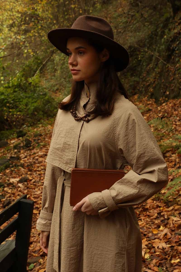 Yarım Rüzgarlıklı Paraşüt Elbise Camel 