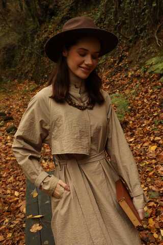 Yarım Rüzgarlıklı Paraşüt Elbise Camel - 8