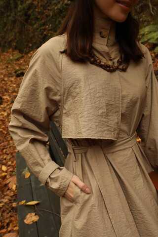 Yarım Rüzgarlıklı Paraşüt Elbise Camel - 5