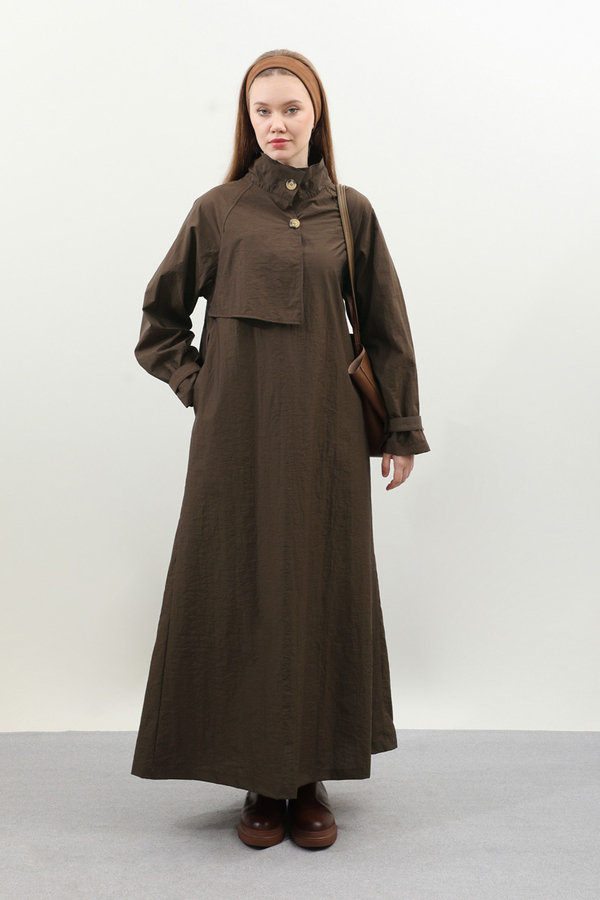 Yarım Rüzgarlıklı Paraşüt Elbise Kahverengi - 2