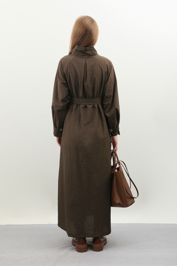 Yarım Rüzgarlıklı Paraşüt Elbise Kahverengi - 9