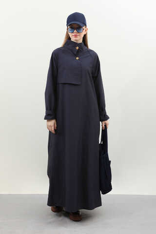 Yarım Rüzgarlıklı Paraşüt Elbise Lacivert - 2