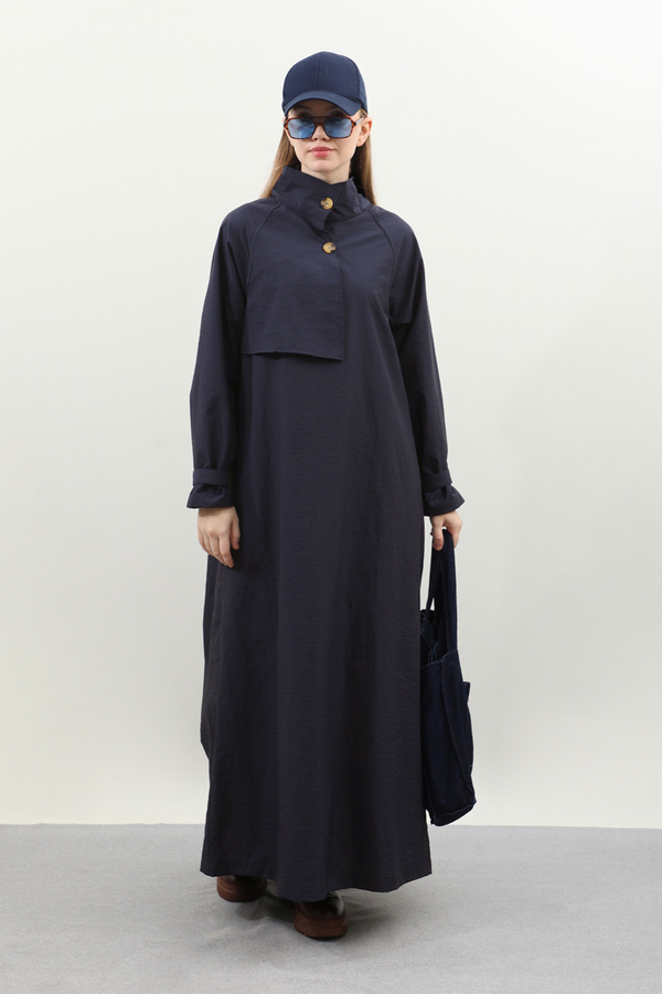 Yarım Rüzgarlıklı Paraşüt Elbise Lacivert - 2