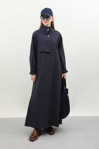 Yarım Rüzgarlıklı Paraşüt Elbise Lacivert - 3