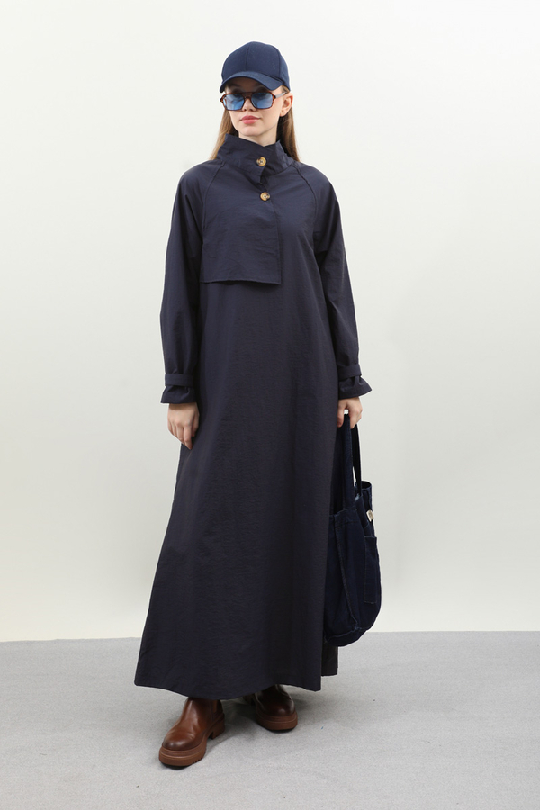 Yarım Rüzgarlıklı Paraşüt Elbise Lacivert - 3