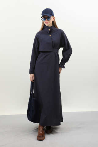 Yarım Rüzgarlıklı Paraşüt Elbise Lacivert - 1