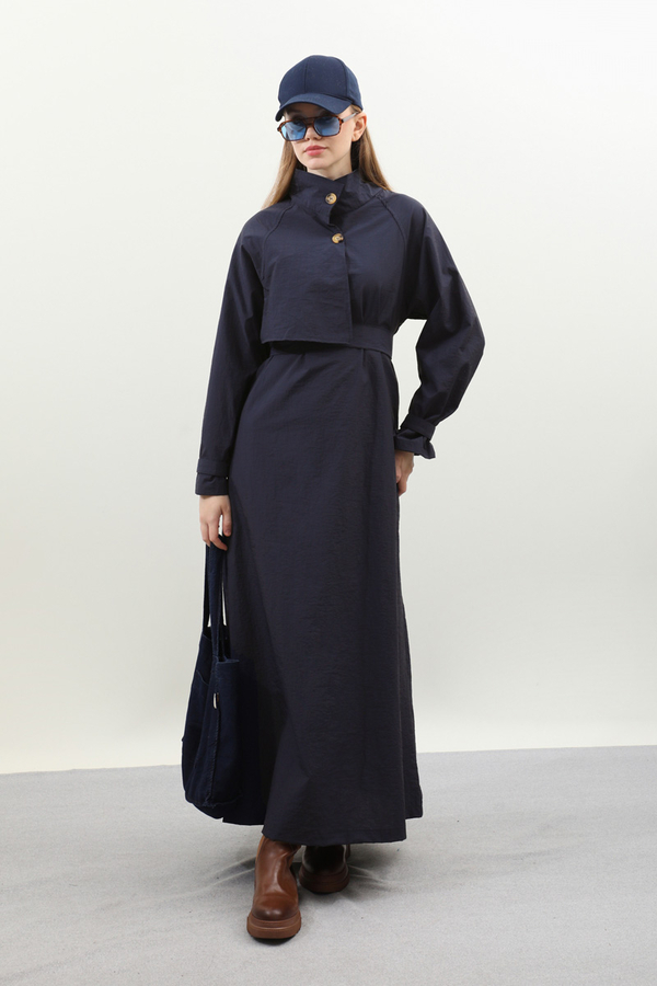 Yarım Rüzgarlıklı Paraşüt Elbise Lacivert 