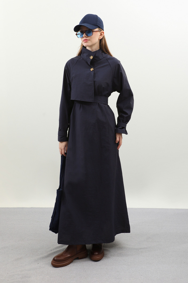 Yarım Rüzgarlıklı Paraşüt Elbise Lacivert - 4