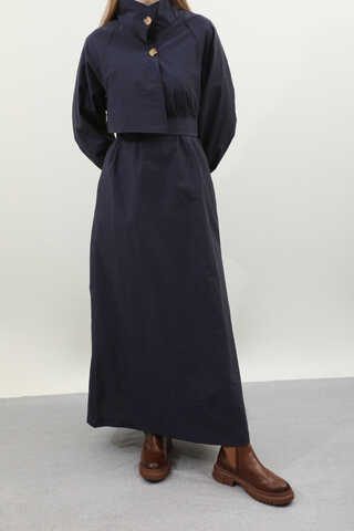 Yarım Rüzgarlıklı Paraşüt Elbise Lacivert - 5