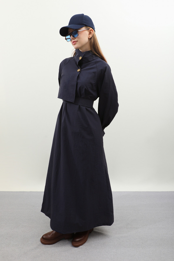 Yarım Rüzgarlıklı Paraşüt Elbise Lacivert - 6