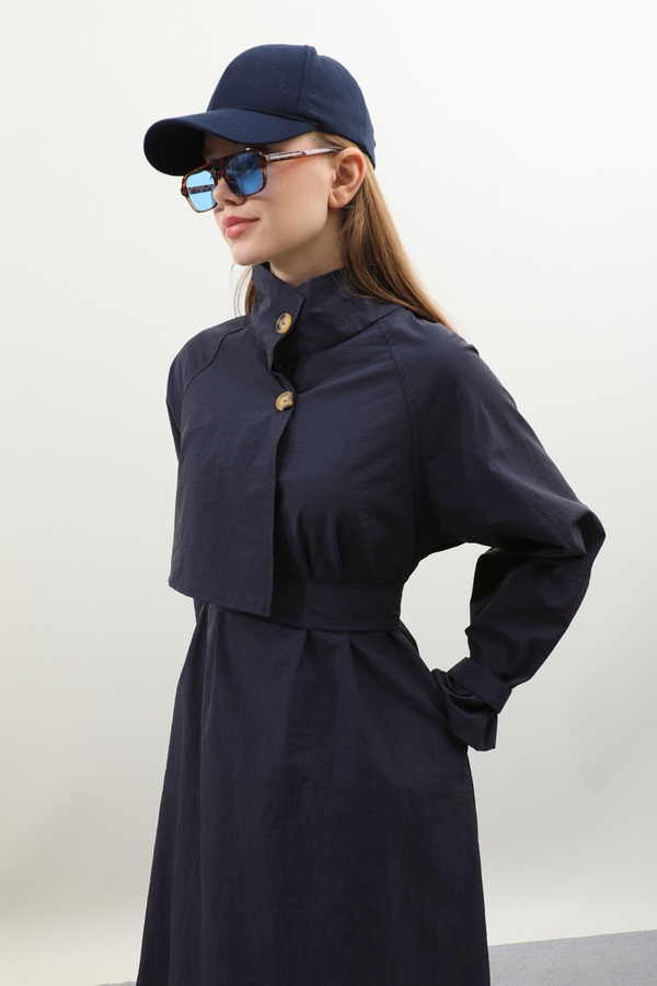 Yarım Rüzgarlıklı Paraşüt Elbise Lacivert - 7