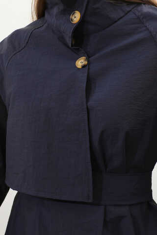 Yarım Rüzgarlıklı Paraşüt Elbise Lacivert - 8