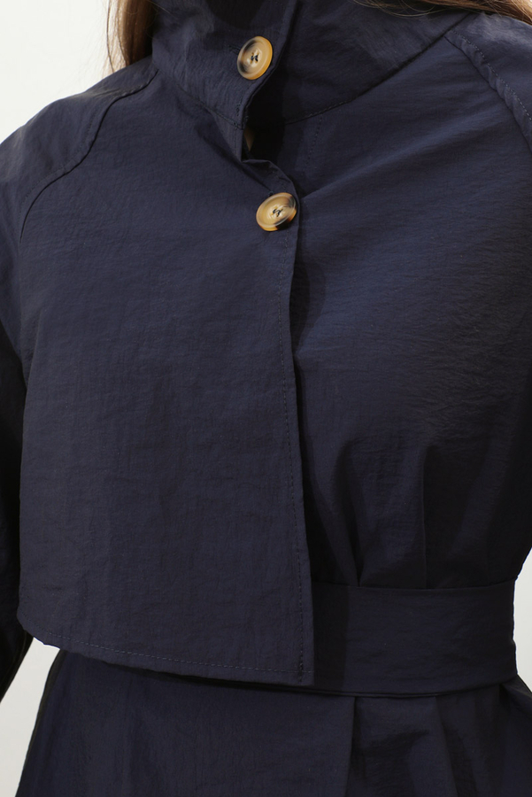 Yarım Rüzgarlıklı Paraşüt Elbise Lacivert - 8