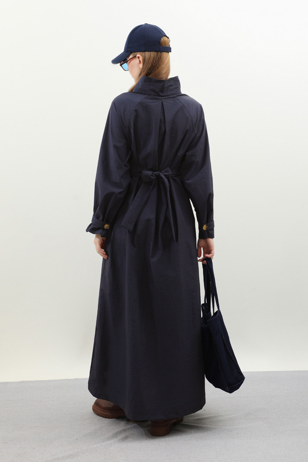 Yarım Rüzgarlıklı Paraşüt Elbise Lacivert - 10