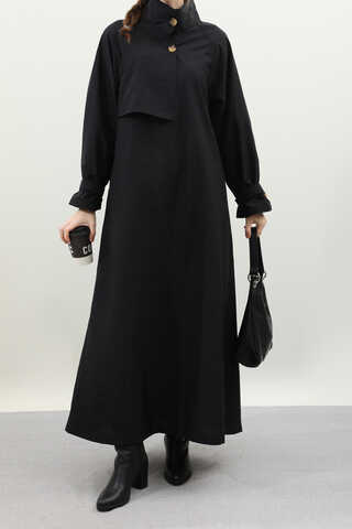 Yarım Rüzgarlıklı Paraşüt Elbise Siyah - 3