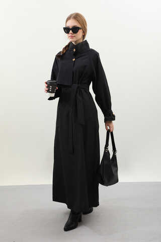 Yarım Rüzgarlıklı Paraşüt Elbise Siyah - 5