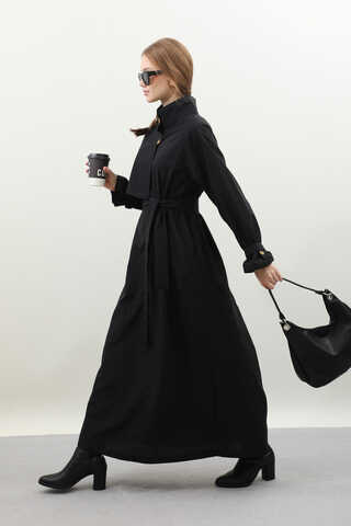 Yarım Rüzgarlıklı Paraşüt Elbise Siyah - 6