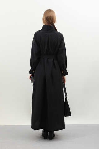 Yarım Rüzgarlıklı Paraşüt Elbise Siyah - 11