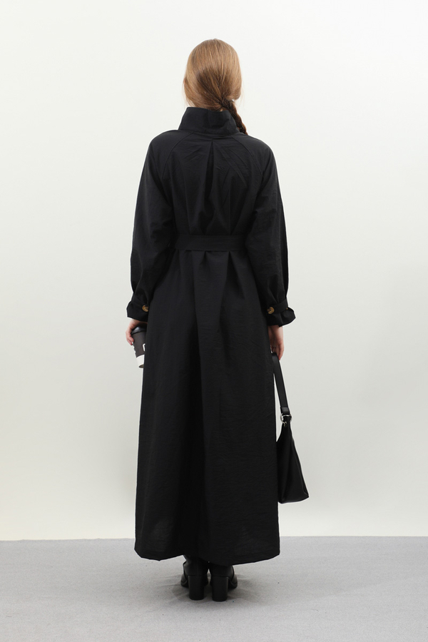 Yarım Rüzgarlıklı Paraşüt Elbise Siyah - 11