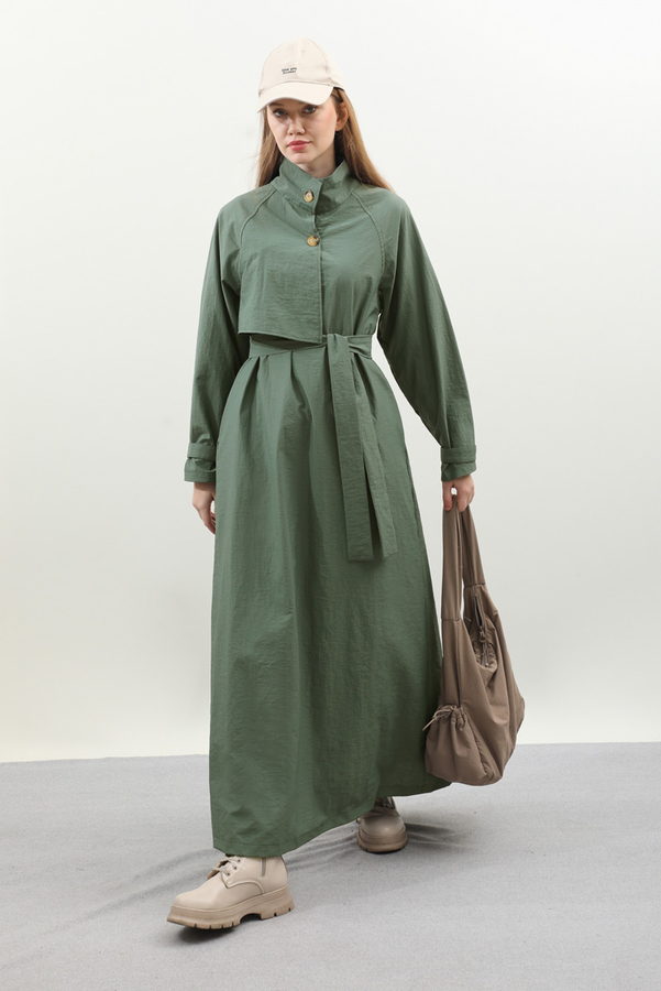 Yarım Rüzgarlıklı Paraşüt Elbise Zümrüt - 6