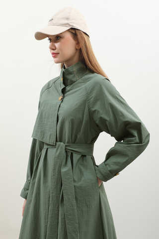 Yarım Rüzgarlıklı Paraşüt Elbise Zümrüt - 8