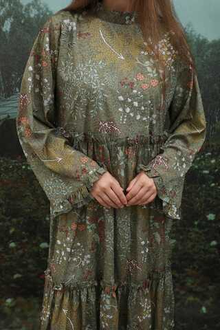 Yaz Çiçeği Elbise Haki - 8