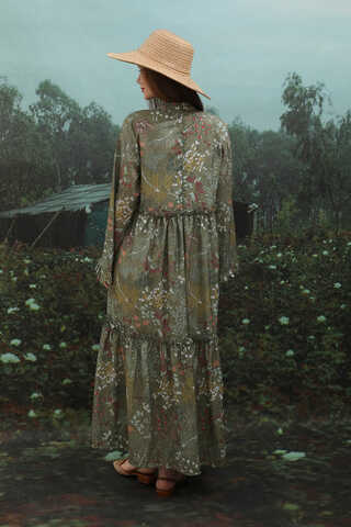 Yaz Çiçeği Elbise Haki - 9