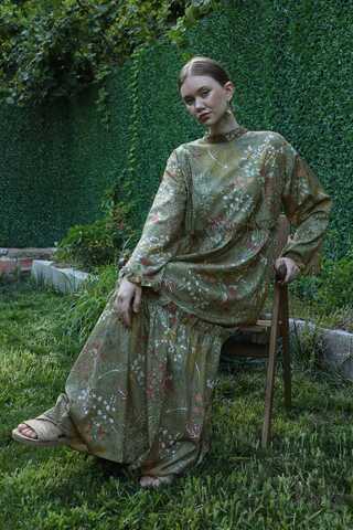 Yaz Çiçeği Elbise Haki - 1