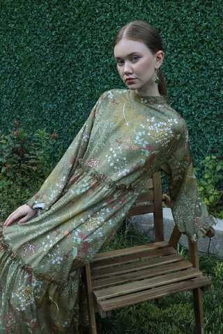 Yaz Çiçeği Elbise Haki - 2