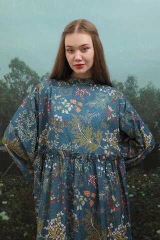 Yaz Çiçeği Elbise Petrol - 5