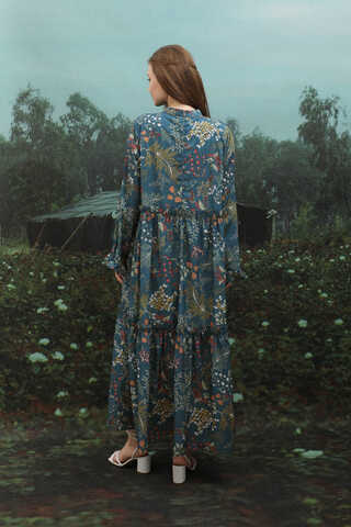 Yaz Çiçeği Elbise Petrol - 7