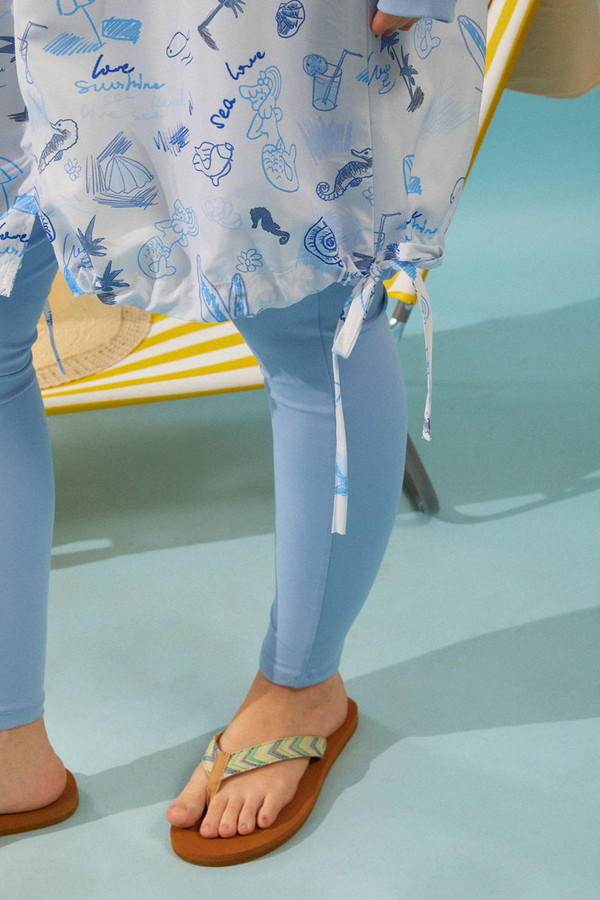 Yaz Figür Desenli Mayo Yeleği Mavi - 2