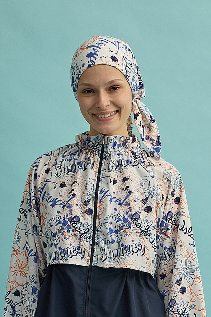 Yazı Desenli Mayo Bone Lacivert - 3
