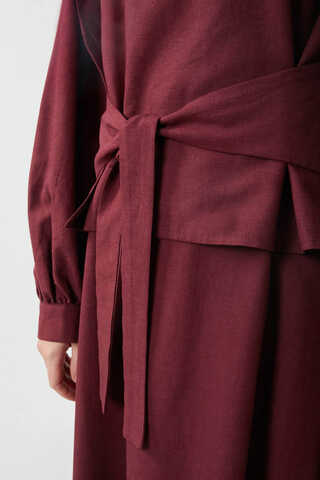 Yeleği Bağlamalı Elbise Takım Bordo - 13