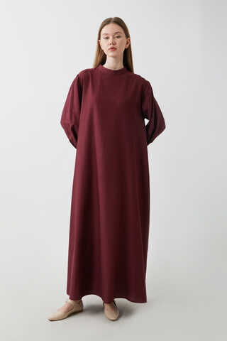 Yeleği Bağlamalı Elbise Takım Bordo - 15