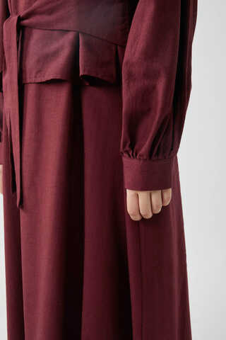 Yeleği Bağlamalı Elbise Takım Bordo - 3