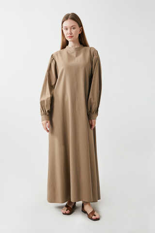 Yeleği Bağlamalı Elbise Takım Camel - 3