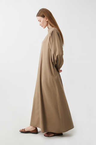 Yeleği Bağlamalı Elbise Takım Camel - 6