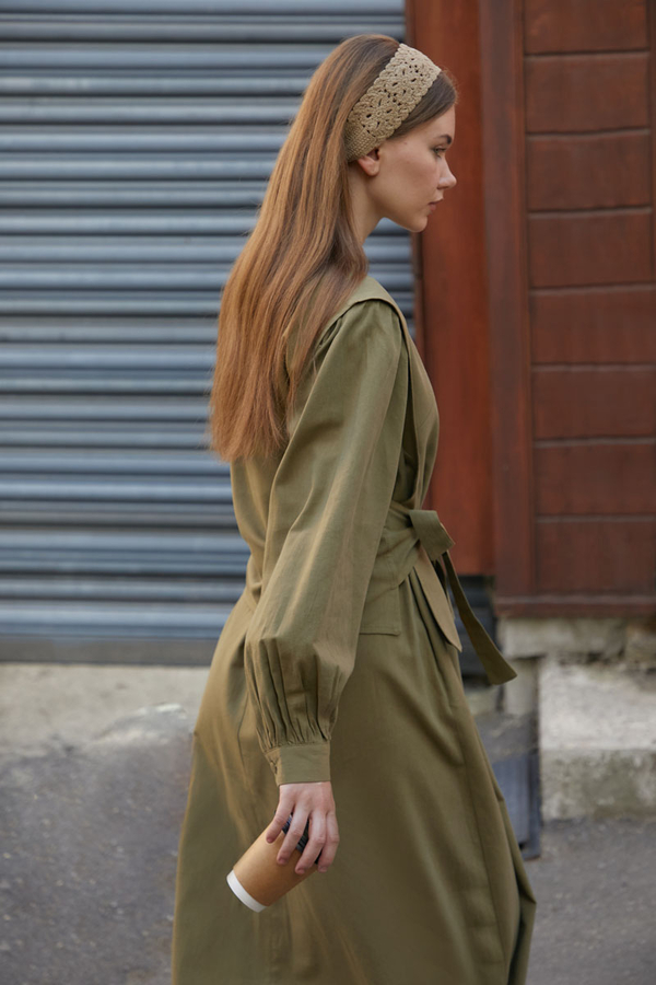 Yeleği Bağlamalı Elbise Takım Haki - 11