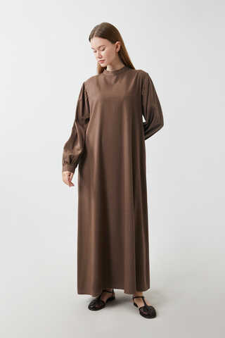 Yeleği Bağlamalı Elbise Takım Kahverengi - 10