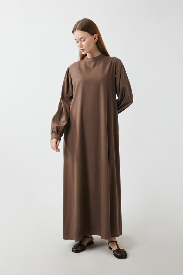 Yeleği Bağlamalı Elbise Takım Kahverengi - 10