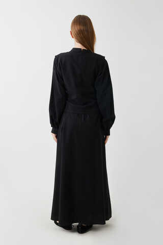 Yeleği Bağlamalı Elbise Takım Siyah - 10