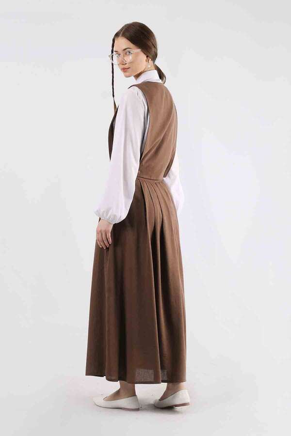 Yelek Detaylı Etek Takım Kahve - 5