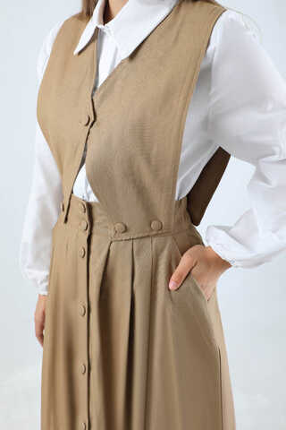 Yelek Detaylı Etek Takım Taba - 4