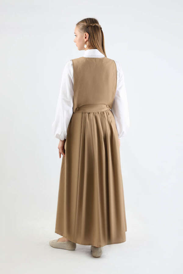 Yelek Detaylı Etek Takım Taba - 6