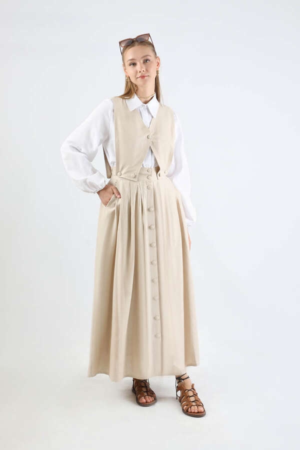 Yelek Detaylı Etek Takım Taş - 1