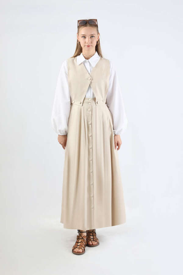 Yelek Detaylı Etek Takım Taş - 3