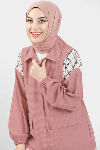 Yelek Detaylı Gömlek Pudra - 3